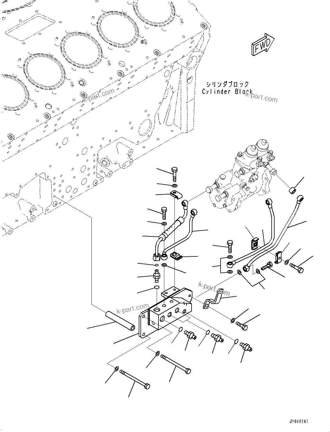 Komatsu parts book diagram for HD785-NI-7 S/N N10561-UP: FUEL PIPING (R.H. BANK)