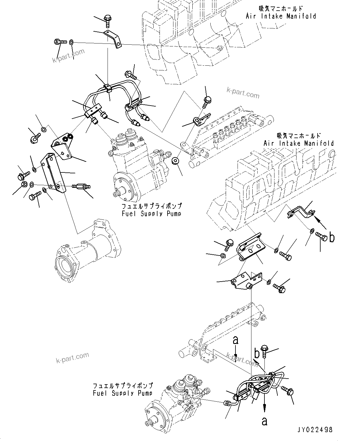 Komatsu parts book diagram for HD785-NI-7 S/N N10561-UP: FUEL SUPPLY PUMP PIPING (SUPPLY PUMP TO COMMON RAIL)