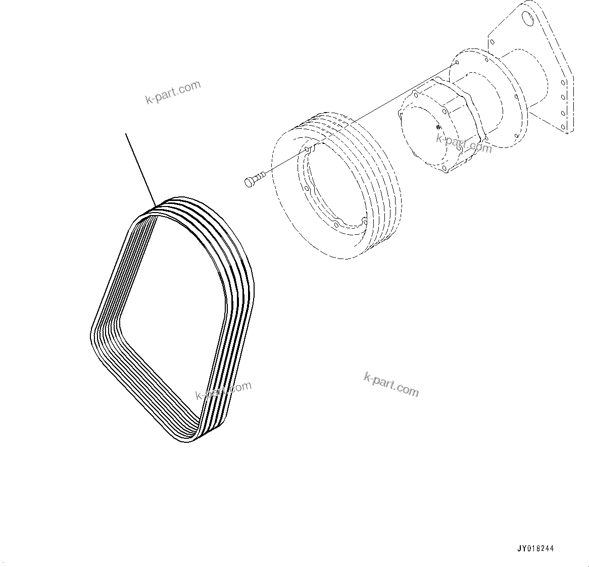 Komatsu parts book diagram for HD785-NI-7 S/N N10561-UP: COOLING FAN BELT