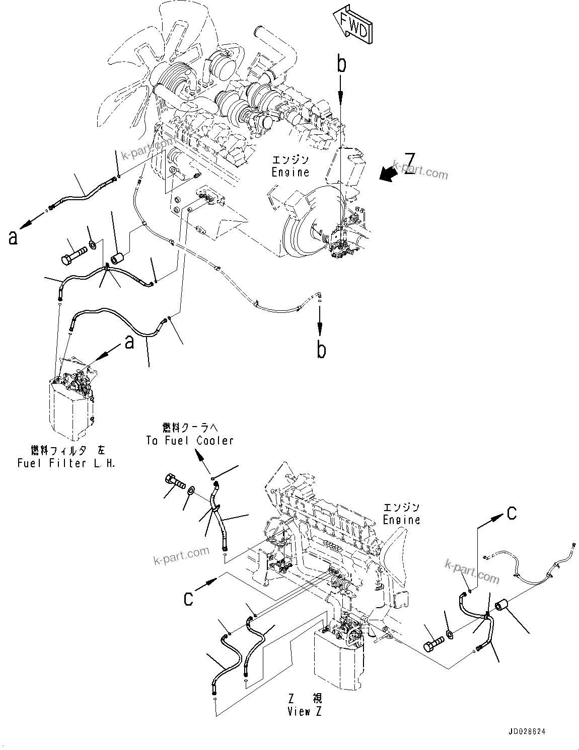 Komatsu parts book diagram for HD785-NI-7 S/N N10561-UP: ENGINE RELATED PARTS (OIL QUICK CHARGE, ENGINE EXHAUST BRAKE SYSTEM, ENGINE PRE-LUBRICATION SYSTEM, EPA REGULATIONS TPEM) (BLOCK