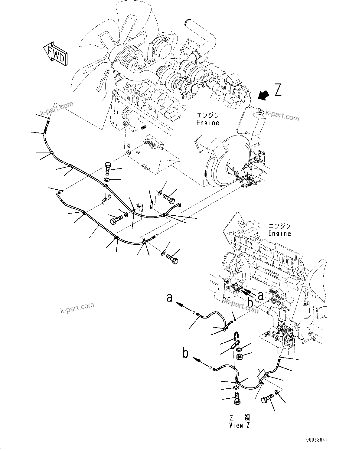 Komatsu parts book diagram for HD785-NI-7 S/N N10561-UP: ENGINE RELATED PARTS (EU SAFETY REGULATION, WITH 2-7.5KW STARTING MOTOR, AIR CONDITIONER, VHMS, PREVENTIVE MAINTENANCE SERVICE C