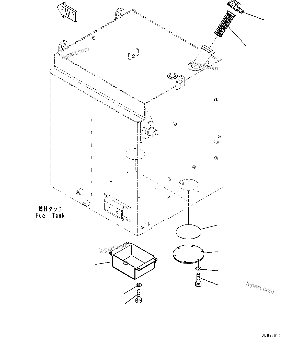 Komatsu parts book diagram for HD785-NI-7 S/N N10561-UP: FUEL TANK (QUICK COUPLING, FUEL TANK, OIL FILLER CAP LOCK AND COVER LOCK) (COVER)