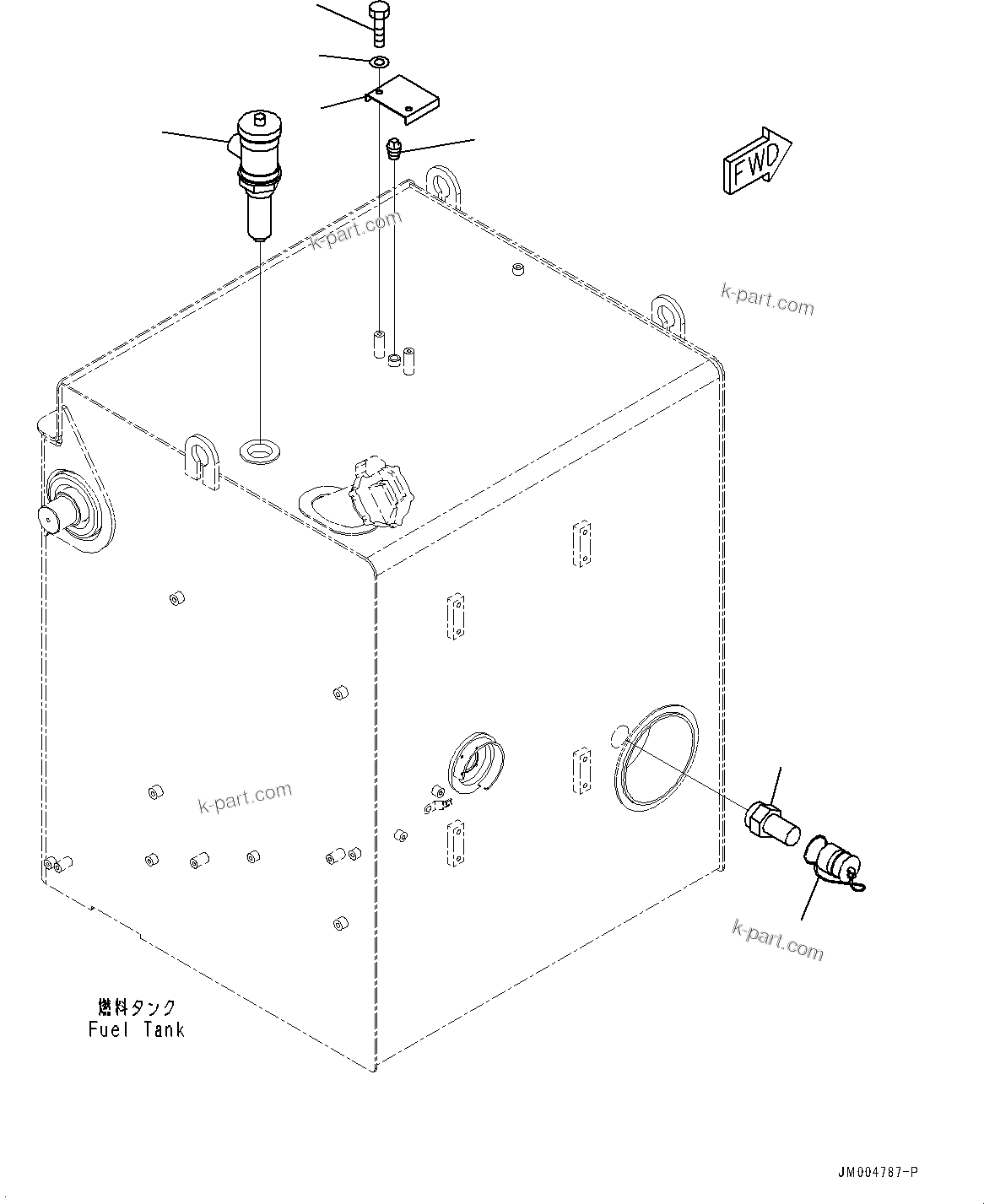Komatsu parts book diagram for HD785-NI-7 S/N N10561-UP: FUEL TANK (QUICK COUPLING, FUEL TANK) (QUICK CHARGE VALVE) (2/2) (#N10608 -)