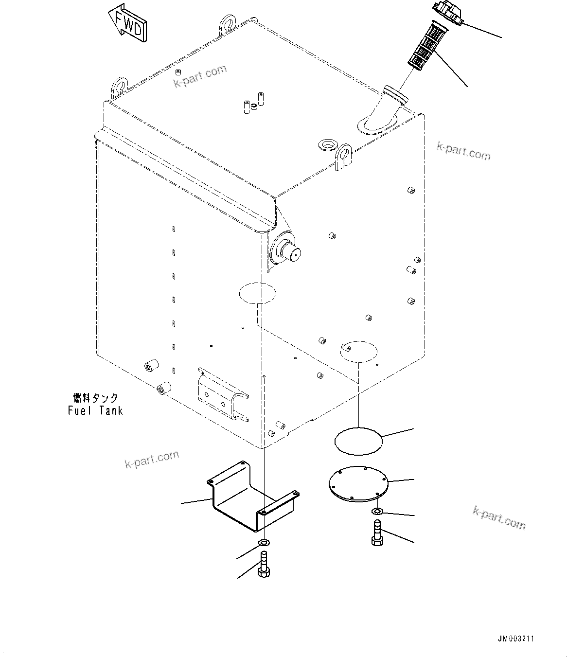 Komatsu parts book diagram for HD785-NI-7 S/N N10561-UP: FUEL TANK (QUICK COUPLING, FUEL TANK) (COVER)