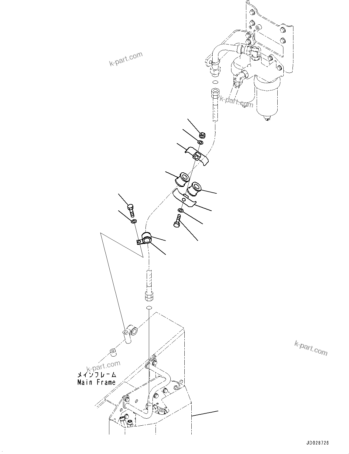 Komatsu parts book diagram for HD785-NI-7 S/N N10561-UP: FUEL PIPING (EXTRA BAD FUEL AND POOR FUEL SPECIFICATION, WATER+DUST, ADDITIONAL FILTER) (WATER SEPARATOR TO FILTER L.H.)
