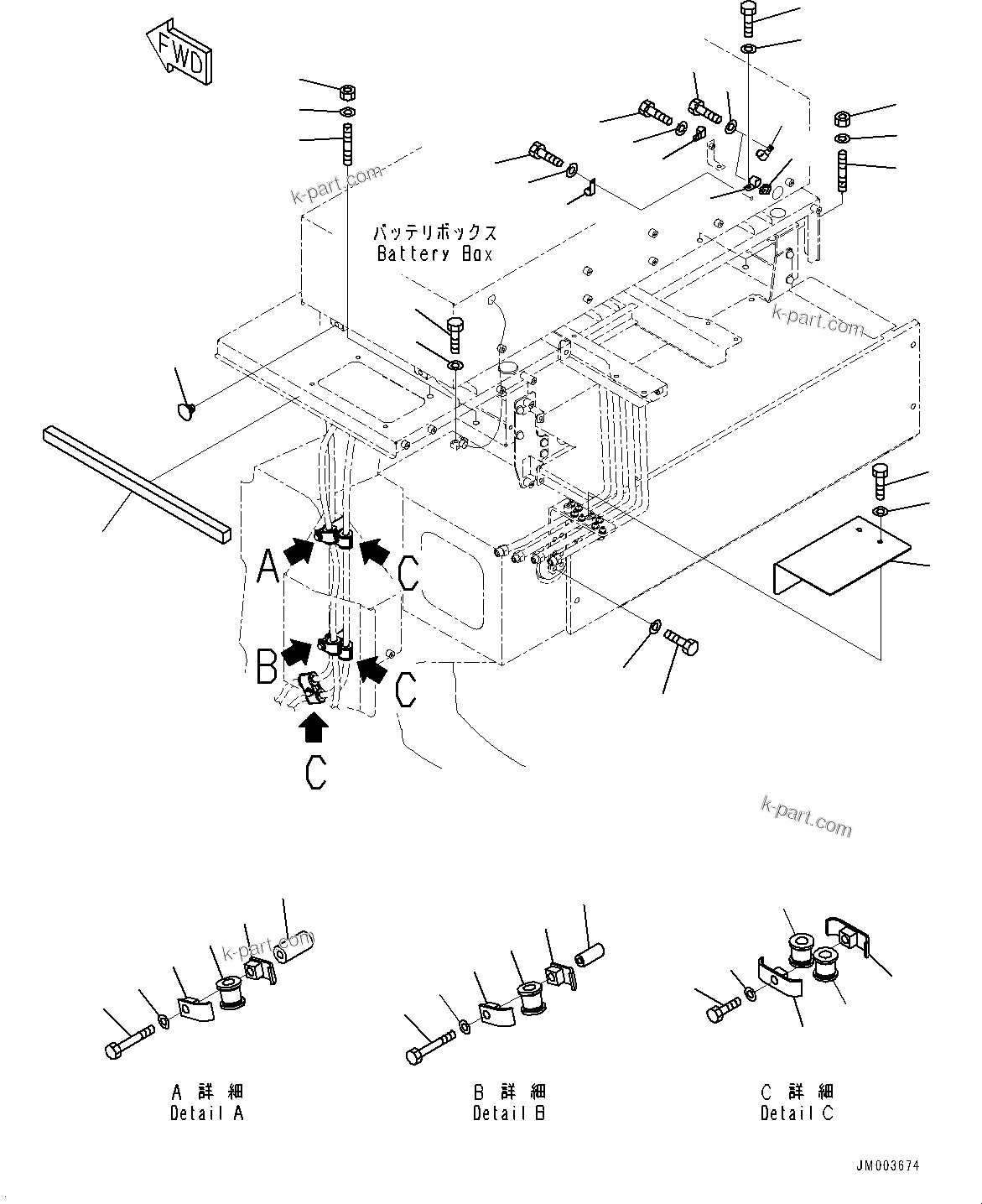 Komatsu parts book diagram for HD785-NI-7 S/N N10561-UP: BATTERY BOX AND REAR HOOD (LARGE CAPACITY BATTERY, SANDY AND DUSTY TERRAIN ARRANGEMENT, EXTRA BAD FUEL AND POOR FUEL SPECIFICATI