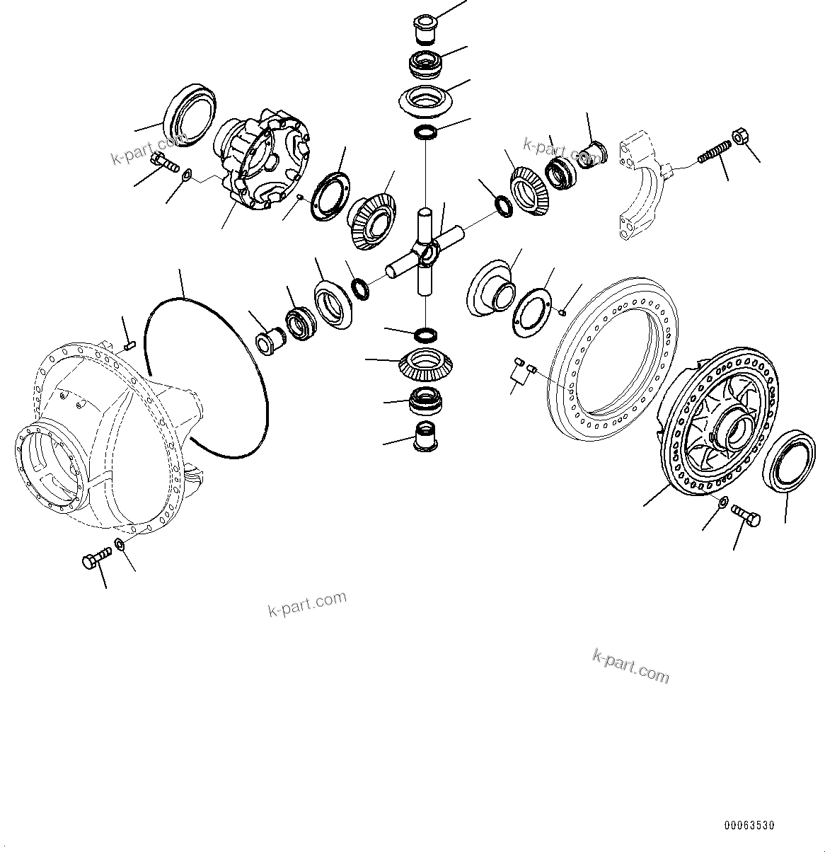 Komatsu parts book diagram for HD785-NI-7 S/N N10561-UP: REAR AXLE (AUTO SPIN REGULATOR (ASR), AUTO-GREASING SYSTEM) (DIFFERENTIAL) (3/3)