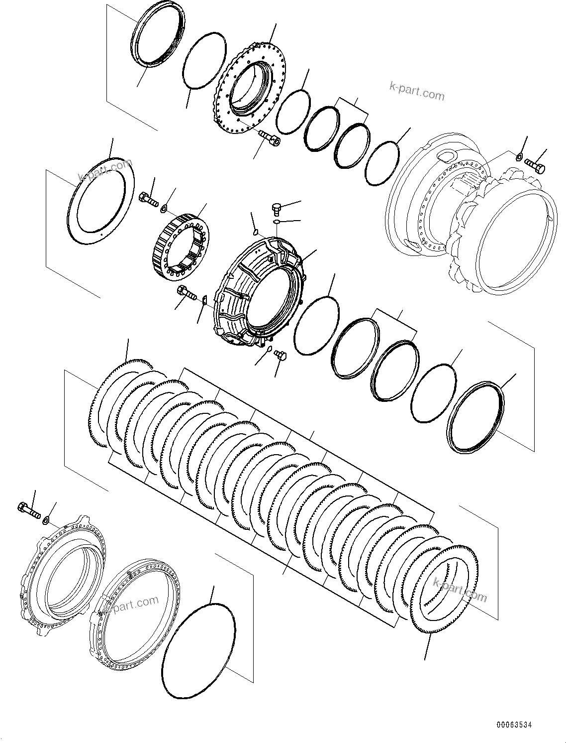 Komatsu parts book diagram for HD785-NI-7 S/N N10561-UP: REAR AXLE (AUTO-GREASING SYSTEM) (FINAL DRIVE, BRAKE, L.H.) (2/3)