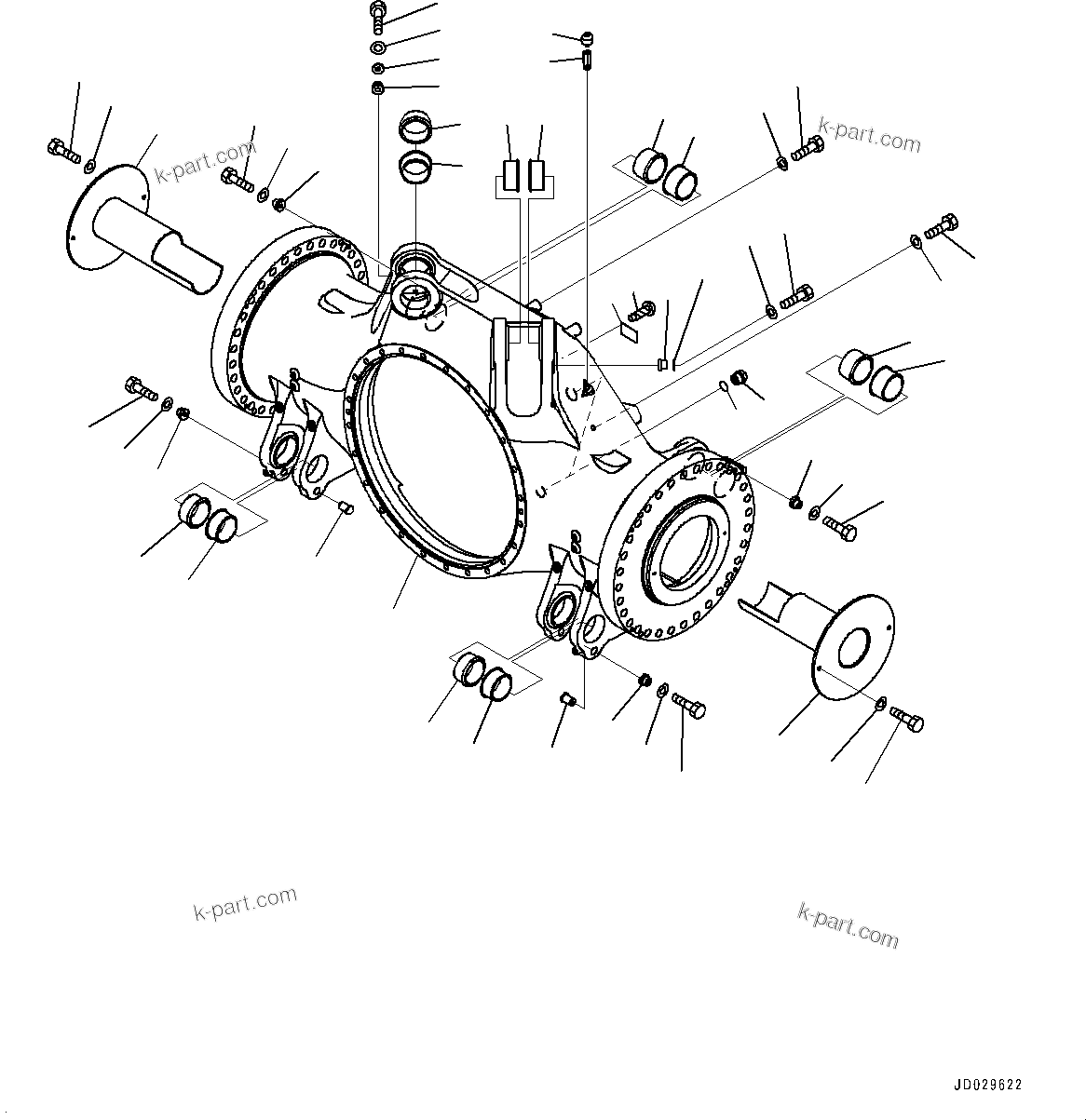 Komatsu parts book diagram for HD785-NI-7 S/N N10561-UP: REAR AXLE (AUTO SPIN REGULATOR (ASR), AUTO-GREASING SYSTEM) (HOUSING) (1/2)