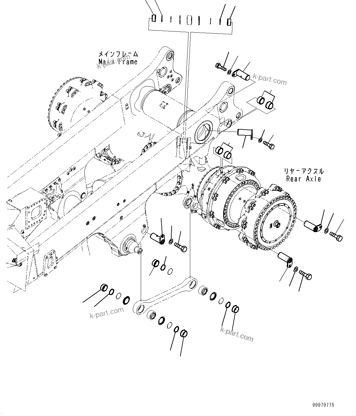 Komatsu parts book diagram for HD785-NI-7 S/N N10561-UP: REAR AXLE (AUTO-GREASING SYSTEM) (PIN) (1/3)