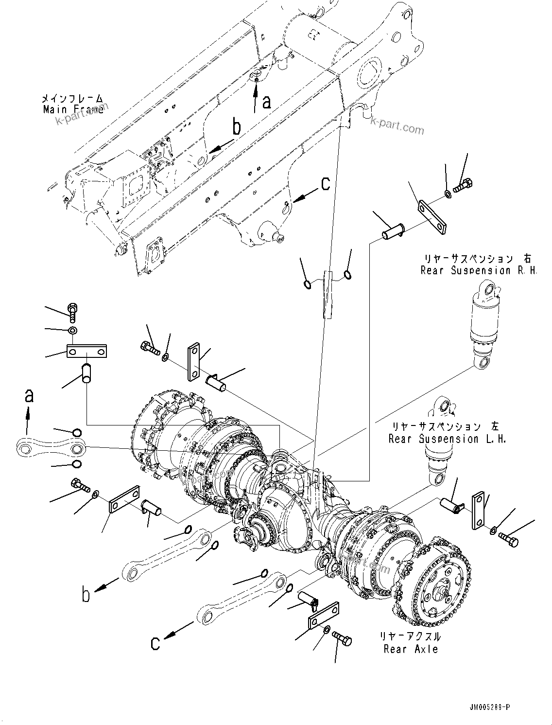 Komatsu parts book diagram for HD785-NI-7 S/N N10561-UP: REAR AXLE (AUTO-GREASING SYSTEM) (PIN) (3/3)