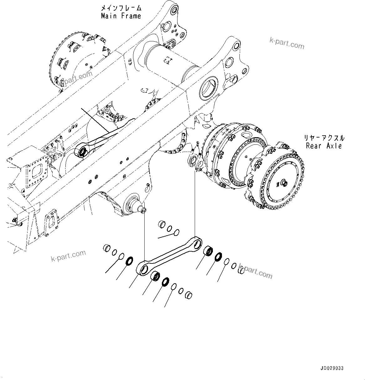 Komatsu parts book diagram for HD785-NI-7 S/N N10561-UP: REAR AXLE (AUTO-GREASING SYSTEM) (ROD)