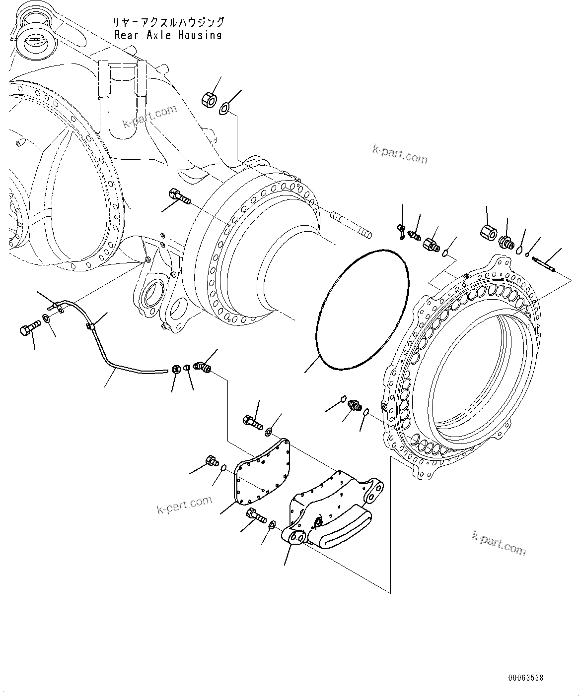 Komatsu parts book diagram for HD785-NI-7 S/N N10561-UP: REAR AXLE (AUTO SPIN REGULATOR (ASR), AUTO-GREASING SYSTEM) (FINAL DRIVE, BRAKE, L.H.) (3/4)