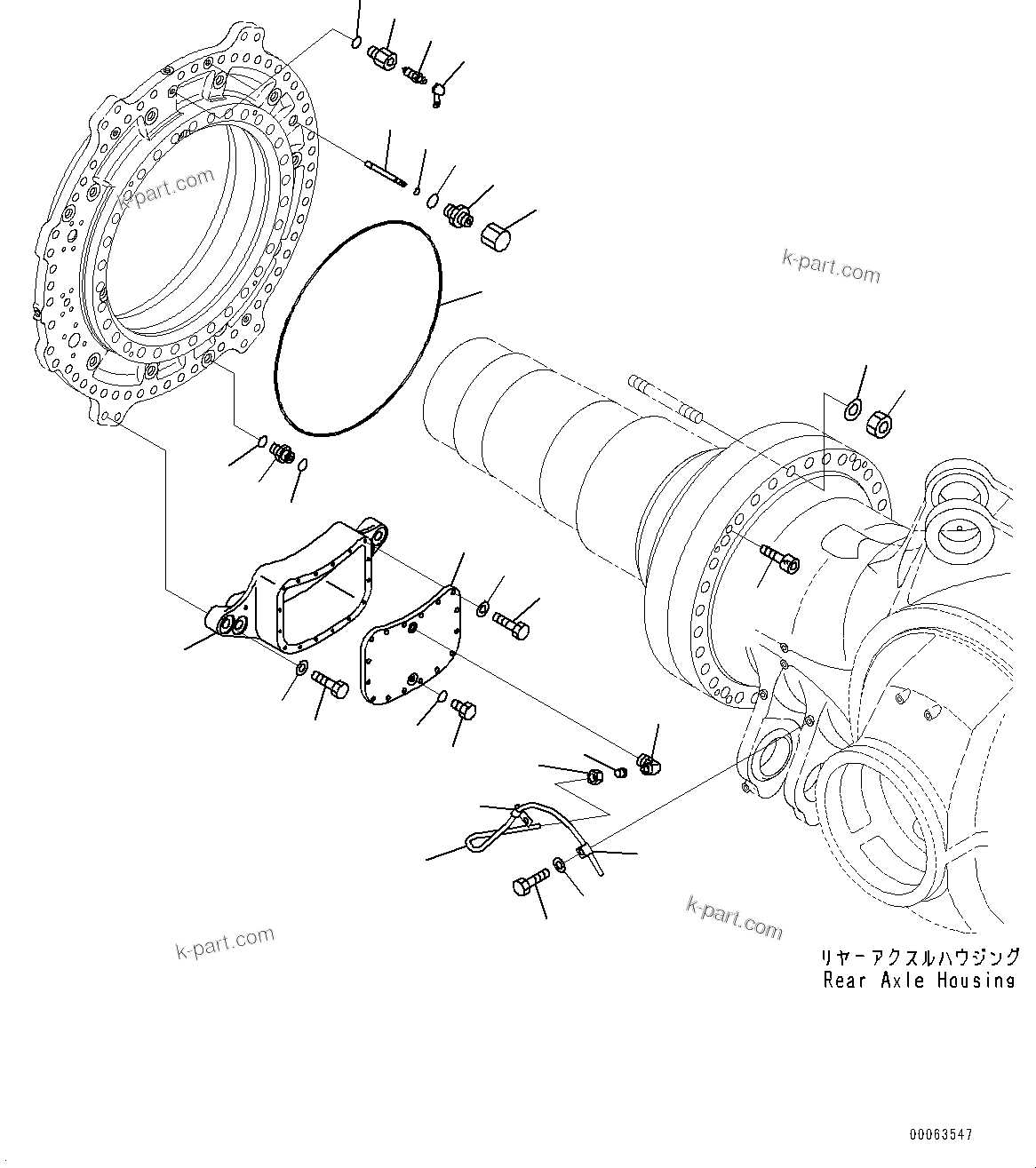 Komatsu parts book diagram for HD785-NI-7 S/N N10561-UP: REAR AXLE (ANTI-SKID BRAKE SYSTEM (ABS)) (FINAL DRIVE, BRAKE, R.H.) (3/4)