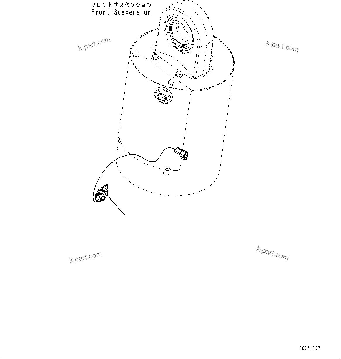 Komatsu parts book diagram for HD785-NI-7 S/N N10561-UP: FRONT AXLE (SUSPENSION, HYDRONEUMATIC, VHMS, PAYLOAD METER, AUTO-GREASING SYSTEM) (SENSOR, L.H.)