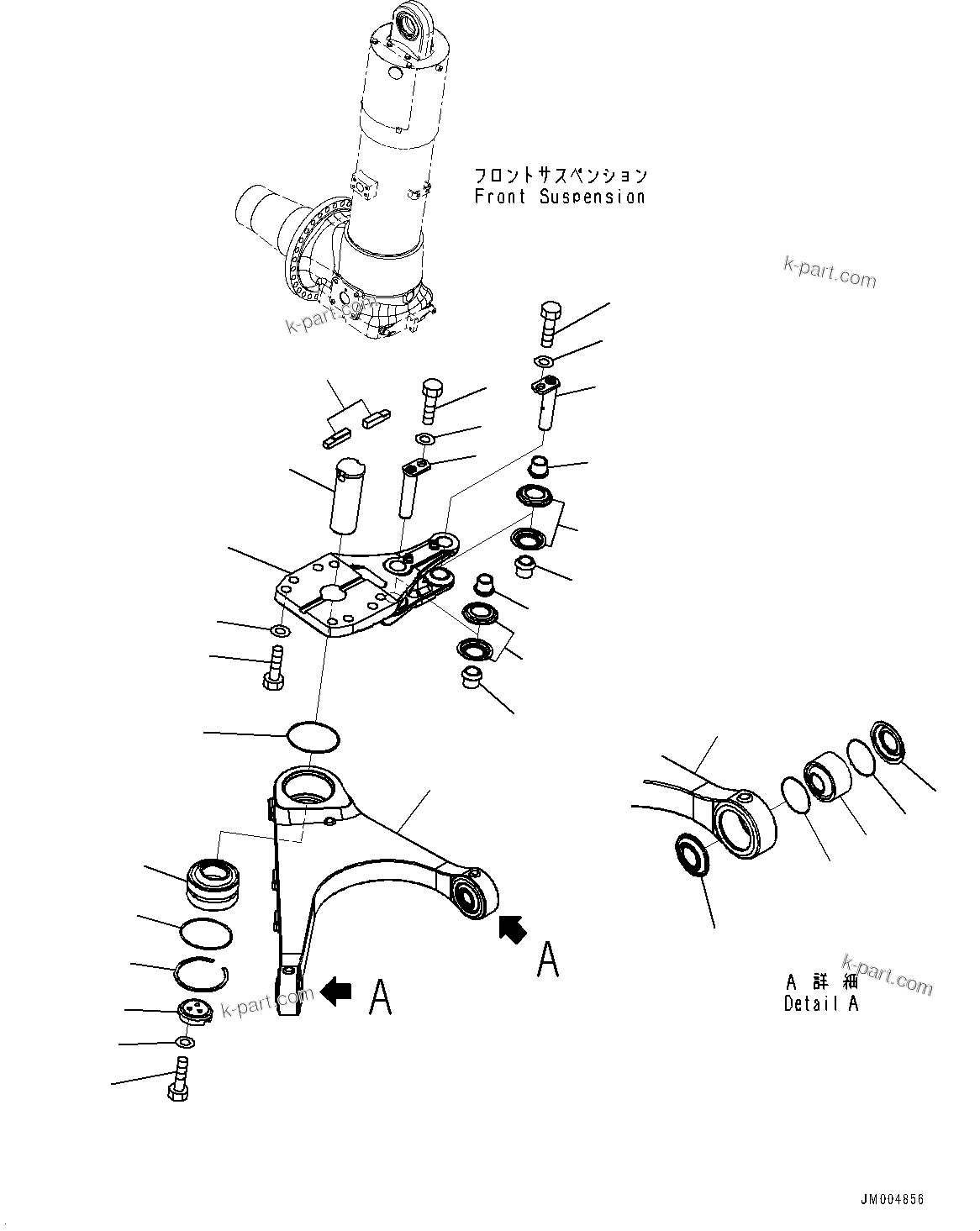 Komatsu parts book diagram for HD785-NI-7 S/N N10561-UP: FRONT AXLE (SUSPENSION, HYDRONEUMATIC, VHMS, PAYLOAD METER) (LEVER, R.H.) (2/2)