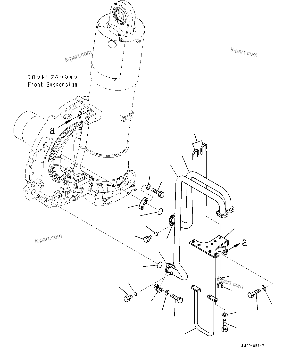 Komatsu parts book diagram for HD785-NI-7 S/N N10561-UP: FRONT AXLE (SUSPENSION, HYDRONEUMATIC, VHMS, PAYLOAD METER, AUTO-GREASING SYSTEM) (BRAKE COOLER PIPING) (2/4)