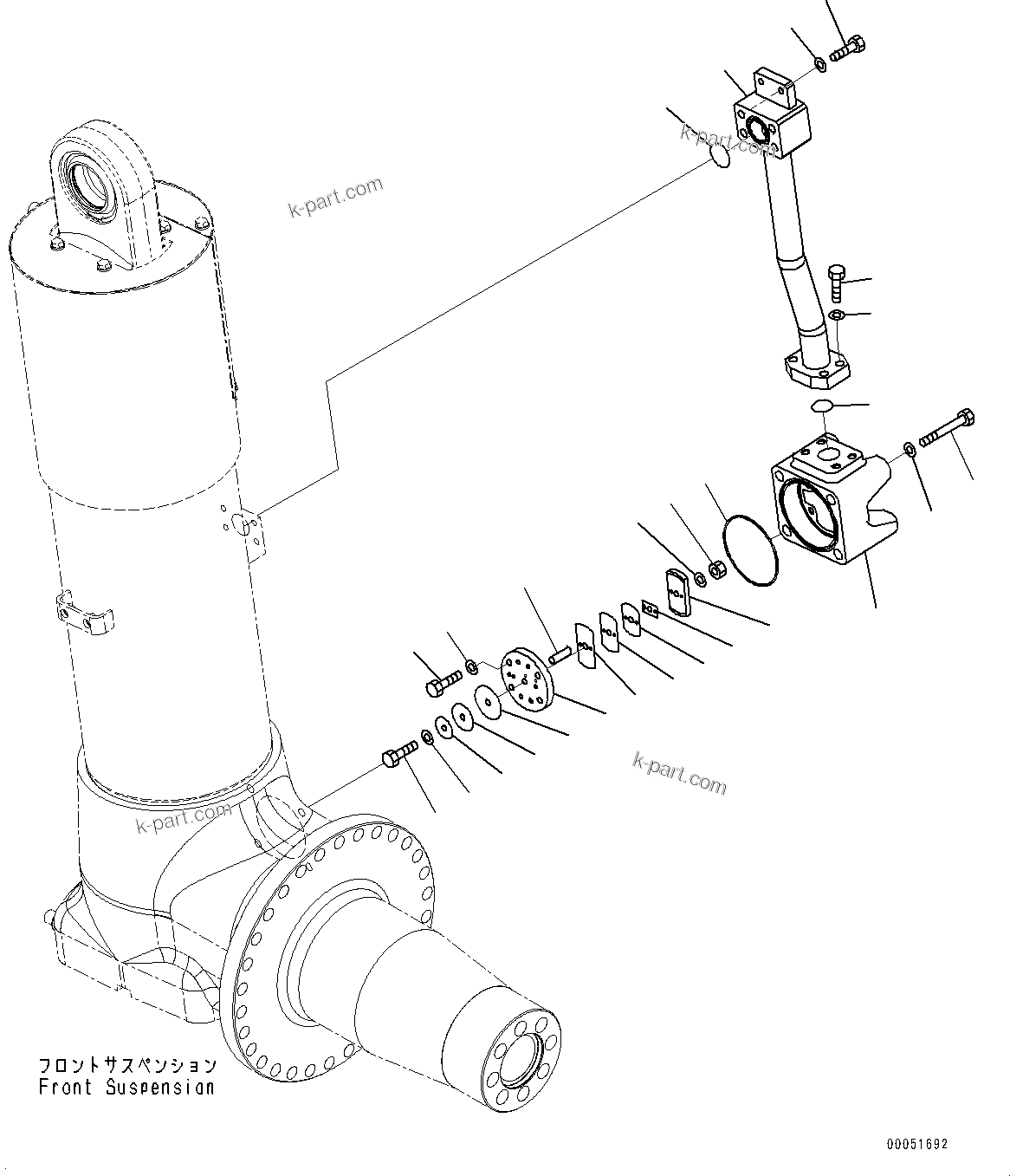 Komatsu parts book diagram for HD785-NI-7 S/N N10561-UP: FRONT AXLE (SUSPENSION, HYDRONEUMATIC, VHMS, PAYLOAD METER, AUTO-GREASING SYSTEM) (SUSPENSION VALVE) (2/2)
