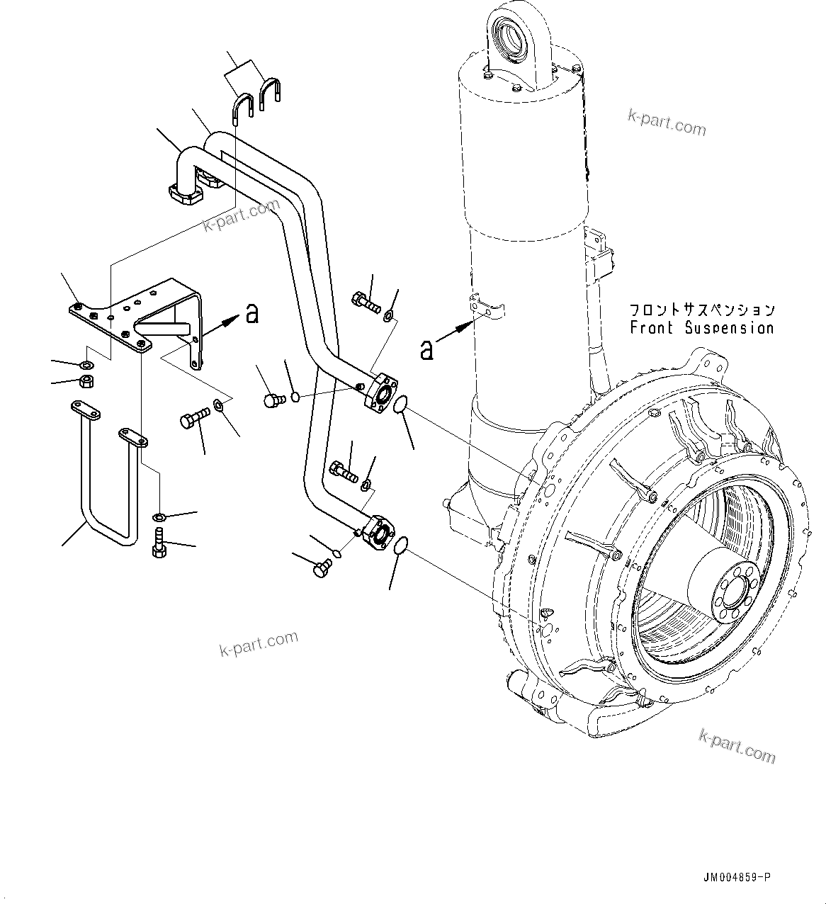 Komatsu parts book diagram for HD785-NI-7 S/N N10561-UP: FRONT AXLE (SUSPENSION, HYDRONEUMATIC, VHMS, PAYLOAD METER, AUTO-GREASING SYSTEM) (BRAKE COOLER PIPING) (4/4)