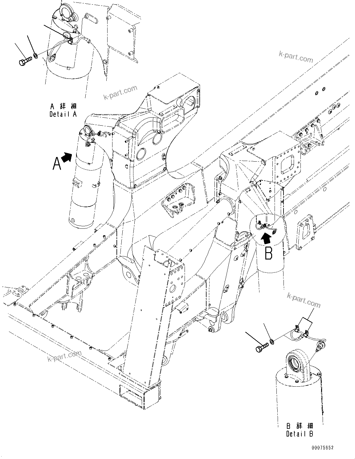 Komatsu parts book diagram for HD785-NI-7 S/N N10561-UP: FRONT AXLE (SUSPENSION, HYDRONEUMATIC, VHMS, PAYLOAD METER, AUTO-GREASING SYSTEM) (CLIP)