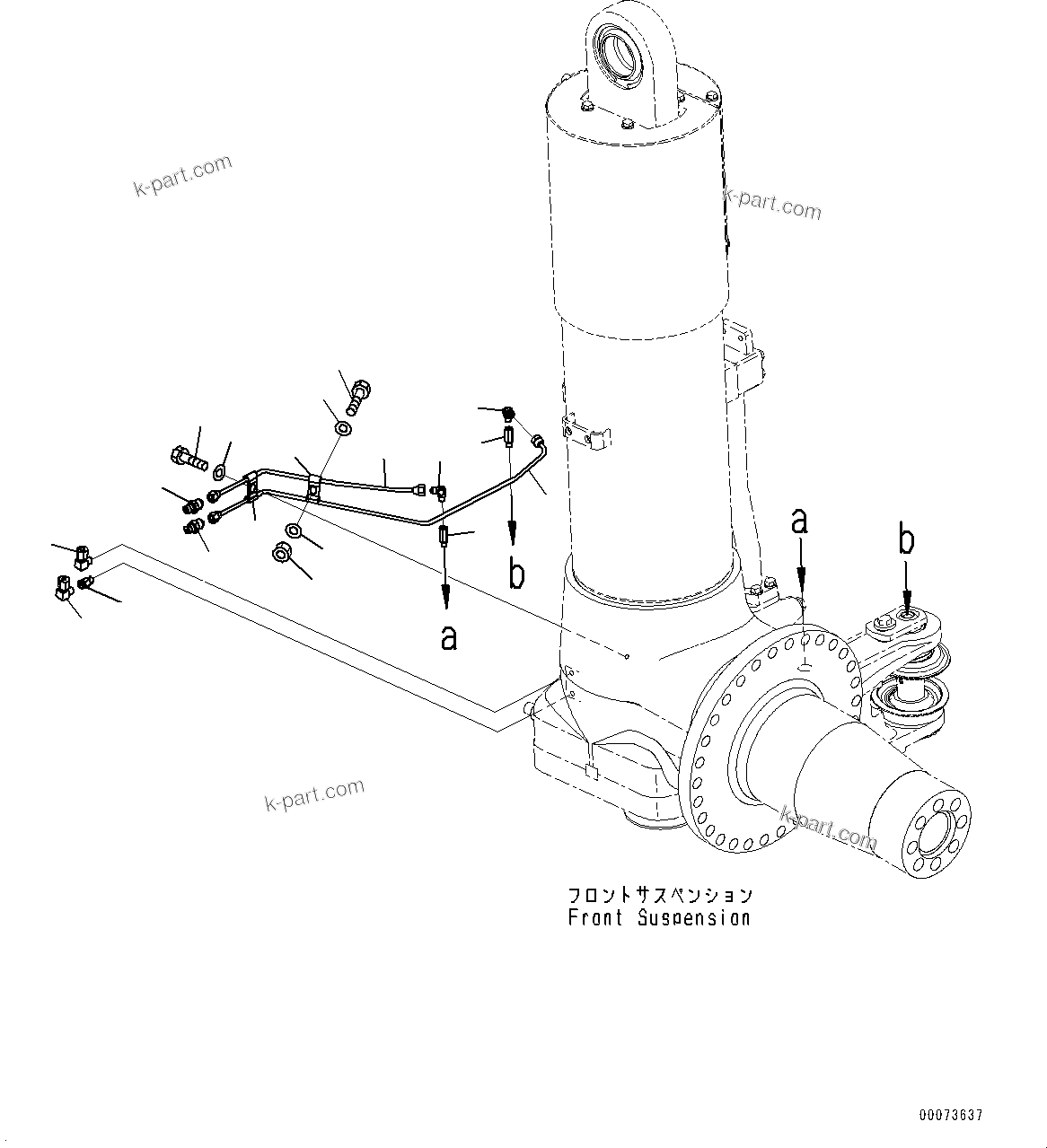Komatsu parts book diagram for HD785-NI-7 S/N N10561-UP: FRONT AXLE (SUSPENSION, HYDRONEUMATIC, VHMS, PAYLOAD METER, AUTO-GREASING SYSTEM) (LUBRICATION) (2/2)
