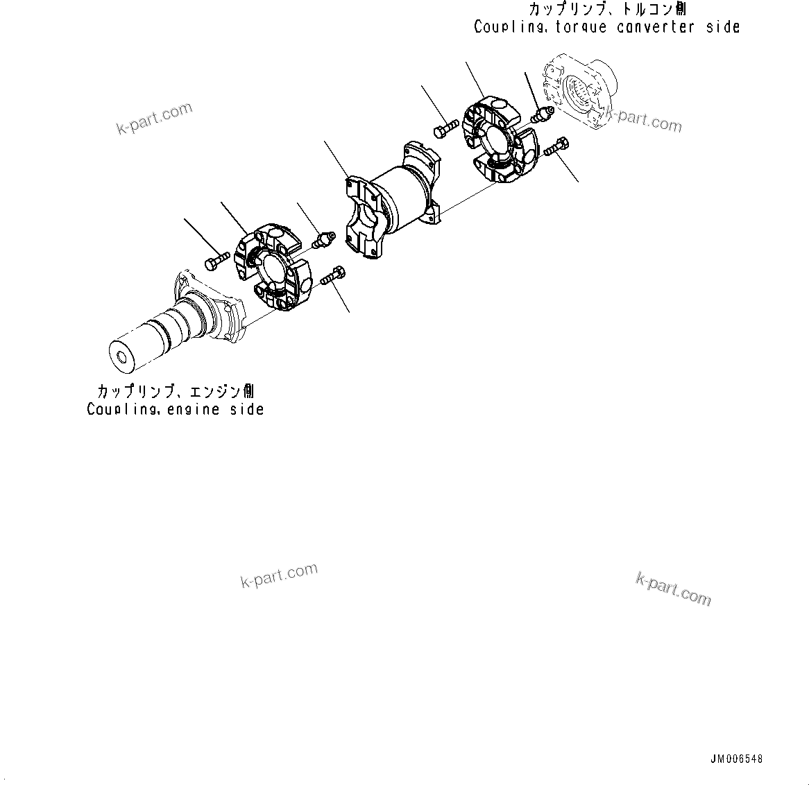 Komatsu parts book diagram for HD785-NI-7 S/N N10561-UP: FRONT DRIVE SHAFT