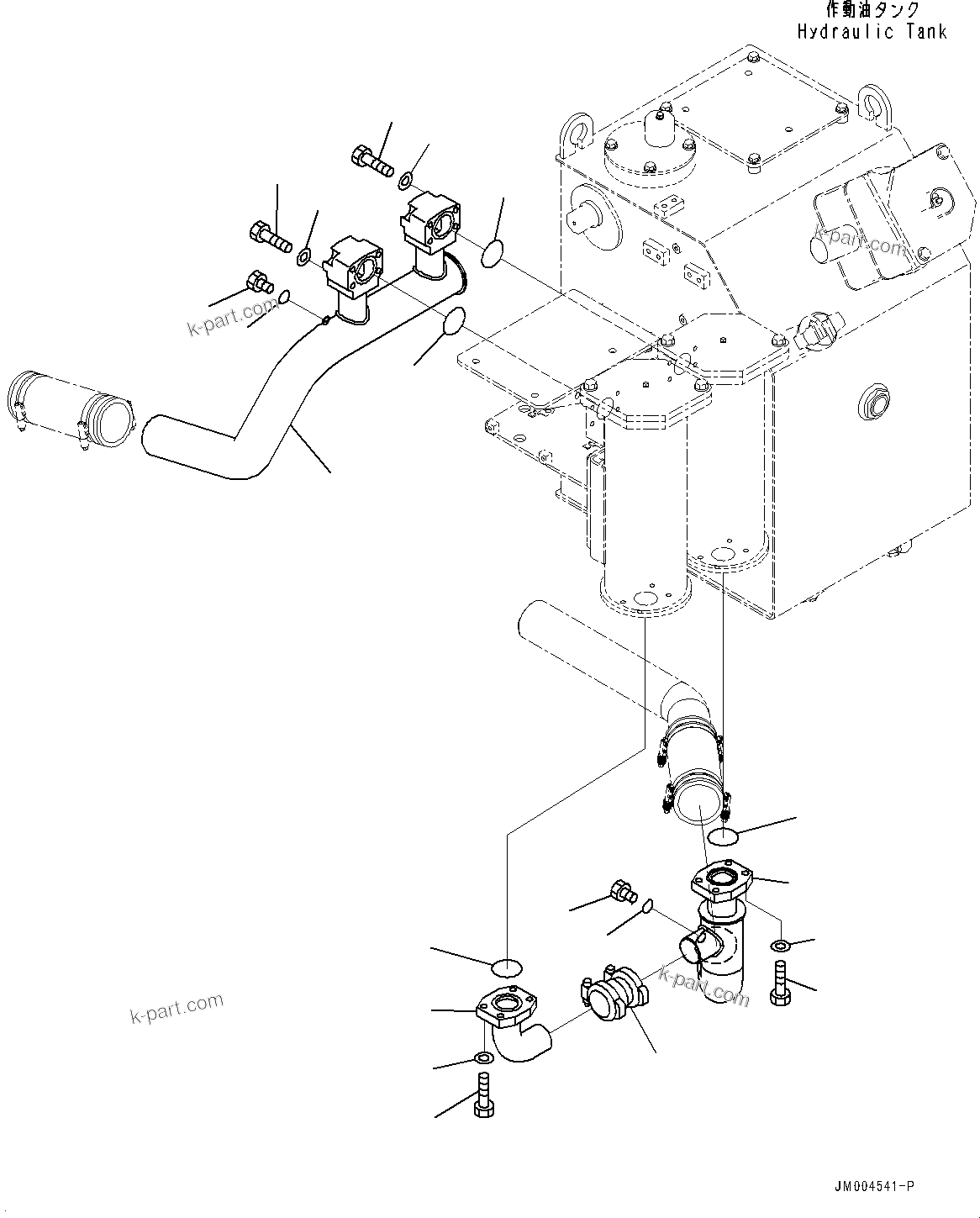 Komatsu parts book diagram for HD785-NI-7 S/N N10561-UP: HYDRAULIC TANK (OIL FILLER CAP LOCK AND COVER LOCK) (COOLANT PIPING) (2/2) (#N10604 -)