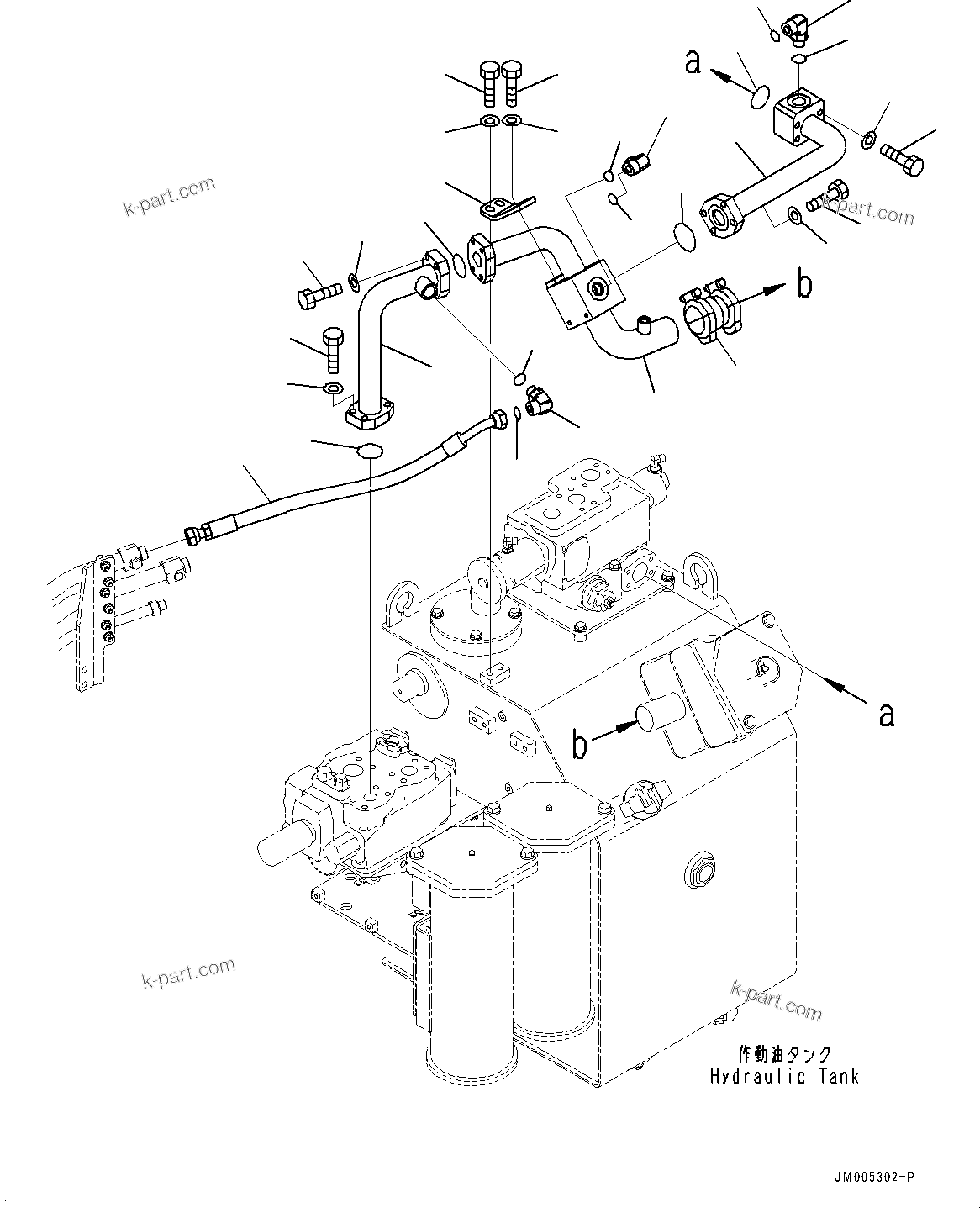 Komatsu parts book diagram for HD785-NI-7 S/N N10561-UP: HYDRAULIC TANK (OIL FILLER CAP LOCK AND COVER LOCK) (RETURN PIPING) (2/2) (#N10629 -)