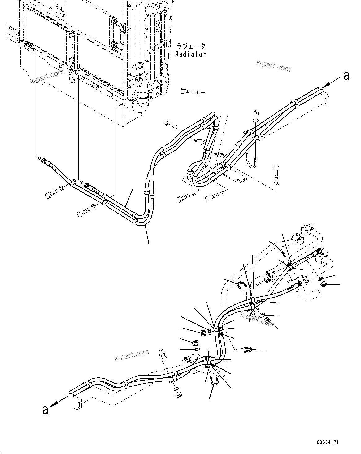 Komatsu parts book diagram for HD785-NI-7 S/N N10561-UP: HYDRAULIC TANK (OIL FILLER CAP LOCK AND COVER LOCK) (STEERING AND HOIST PIPING)