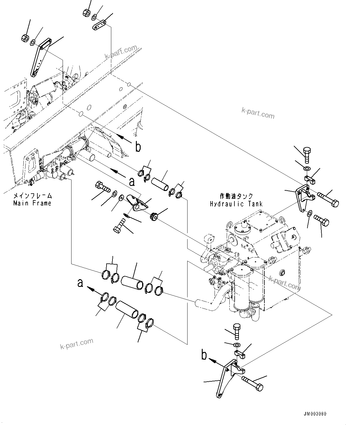 Komatsu parts book diagram for HD785-NI-7 S/N N10561-UP: HYDRAULIC TANK (OIL FILLER CAP LOCK AND COVER LOCK) (MOUNTING) (1/2) (#N10561 - N10603)