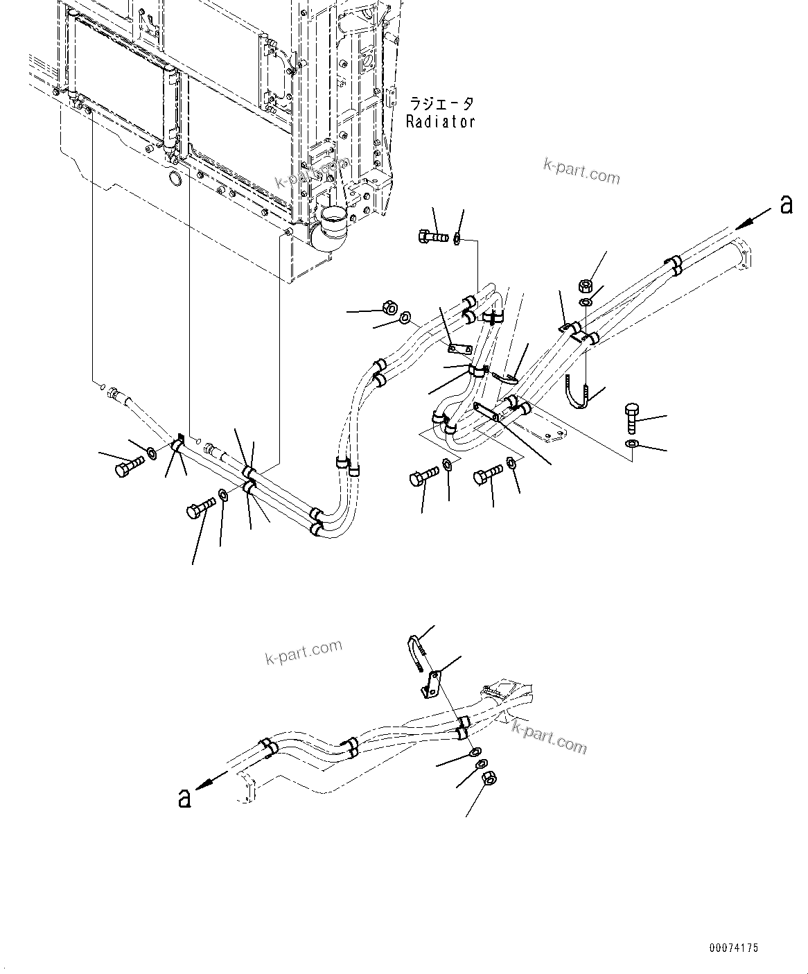 Komatsu parts book diagram for HD785-NI-7 S/N N10561-UP: HYDRAULIC TANK (OIL QUICK CHARGE, OIL FILLER CAP LOCK AND COVER LOCK) (CLIP)