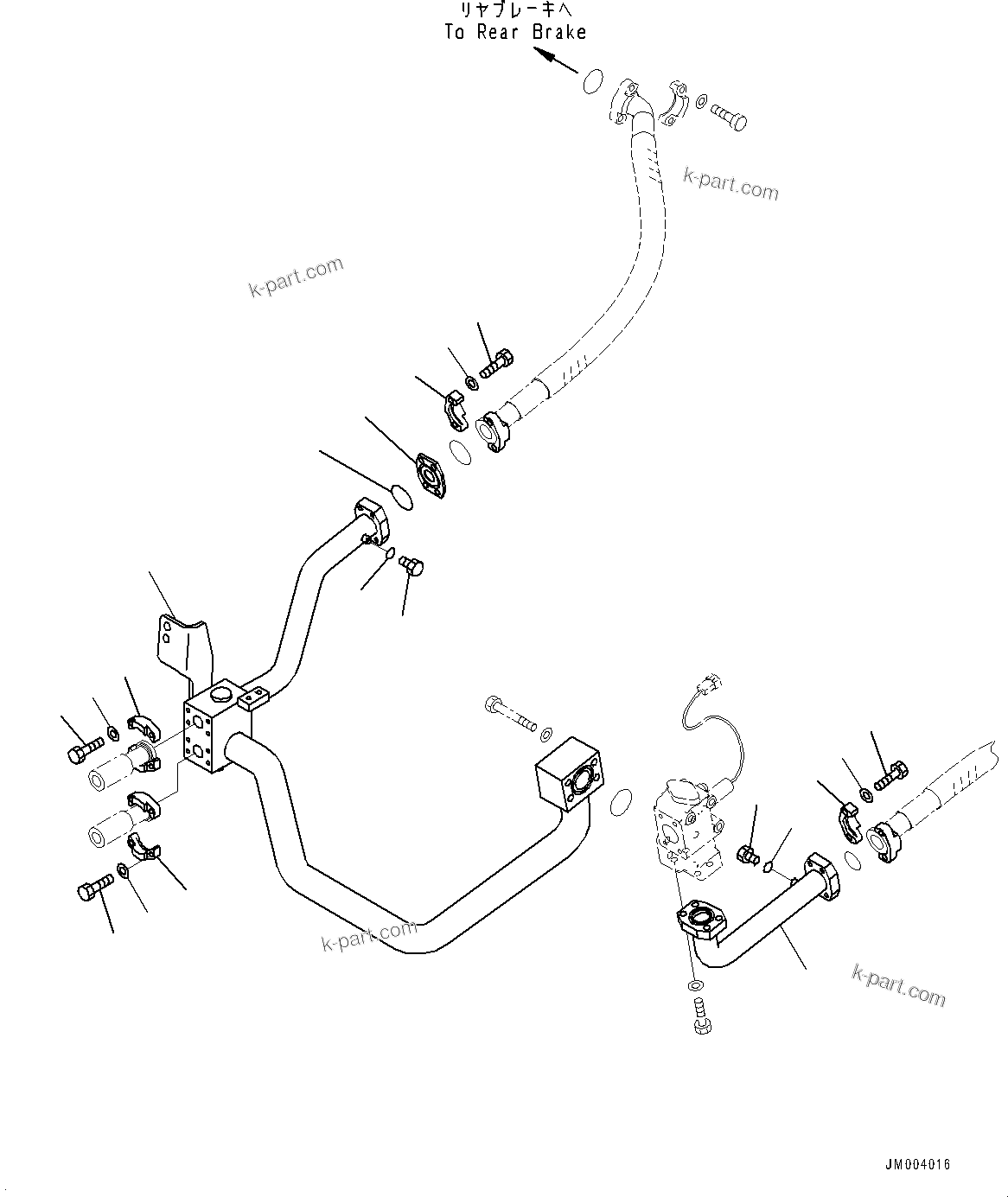 Komatsu parts book diagram for HD785-NI-7 S/N N10561-UP: BRAKE OIL COOLING HYDRAULIC PIPING (WITHOUT OIL QUICK CHARGE, ENGINE PRE-LUBRICATION SYSTEM) (BRAKE COOLING PUMP TO REAR BRAKE)