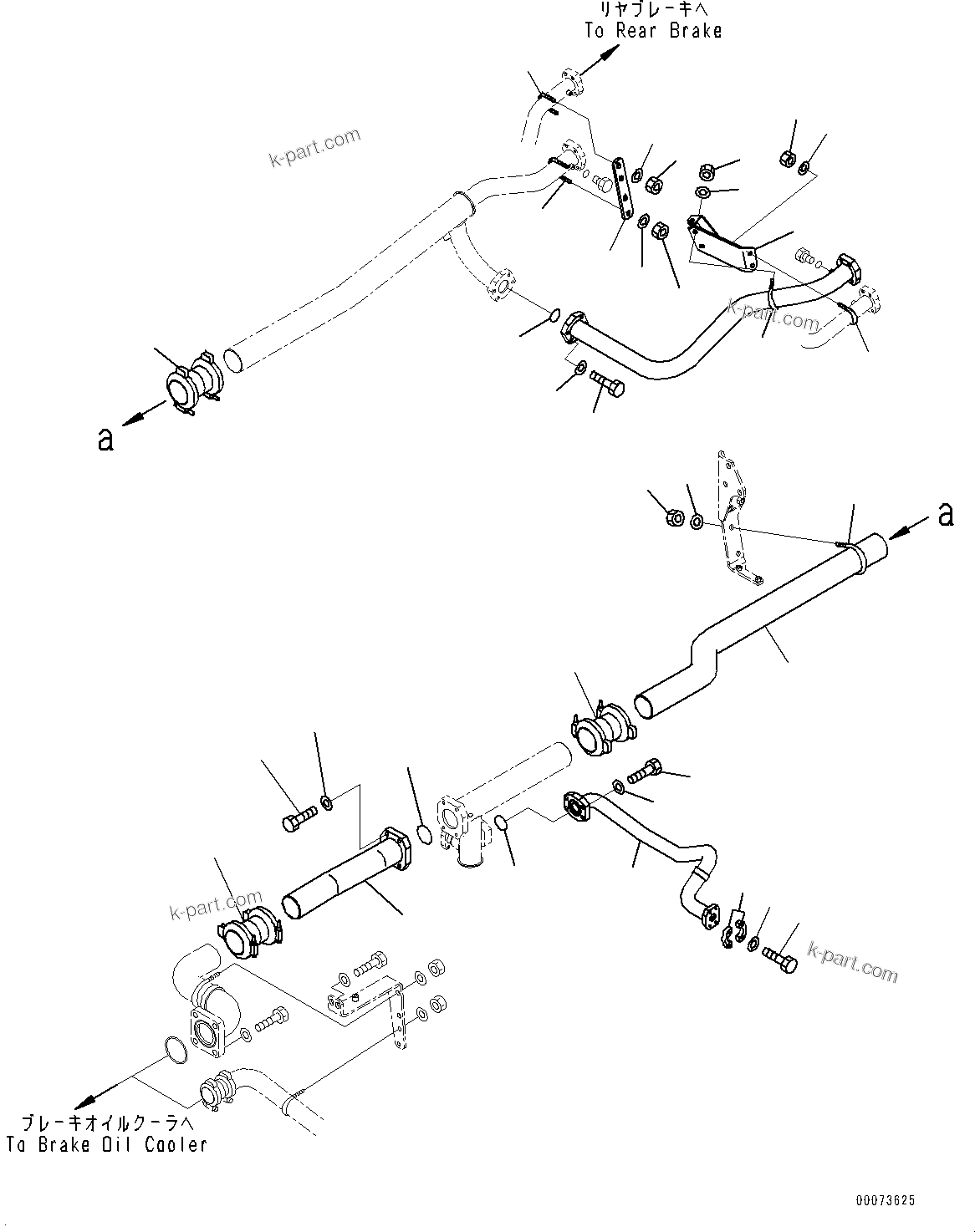 Komatsu parts book diagram for HD785-NI-7 S/N N10561-UP: BRAKE OIL COOLING HYDRAULIC PIPING (OIL QUICK CHARGE, ENGINE PRE-LUBRICATION SYSTEM) (BRAKE OIL COOLER TO REAR BRAKE) (2/2)