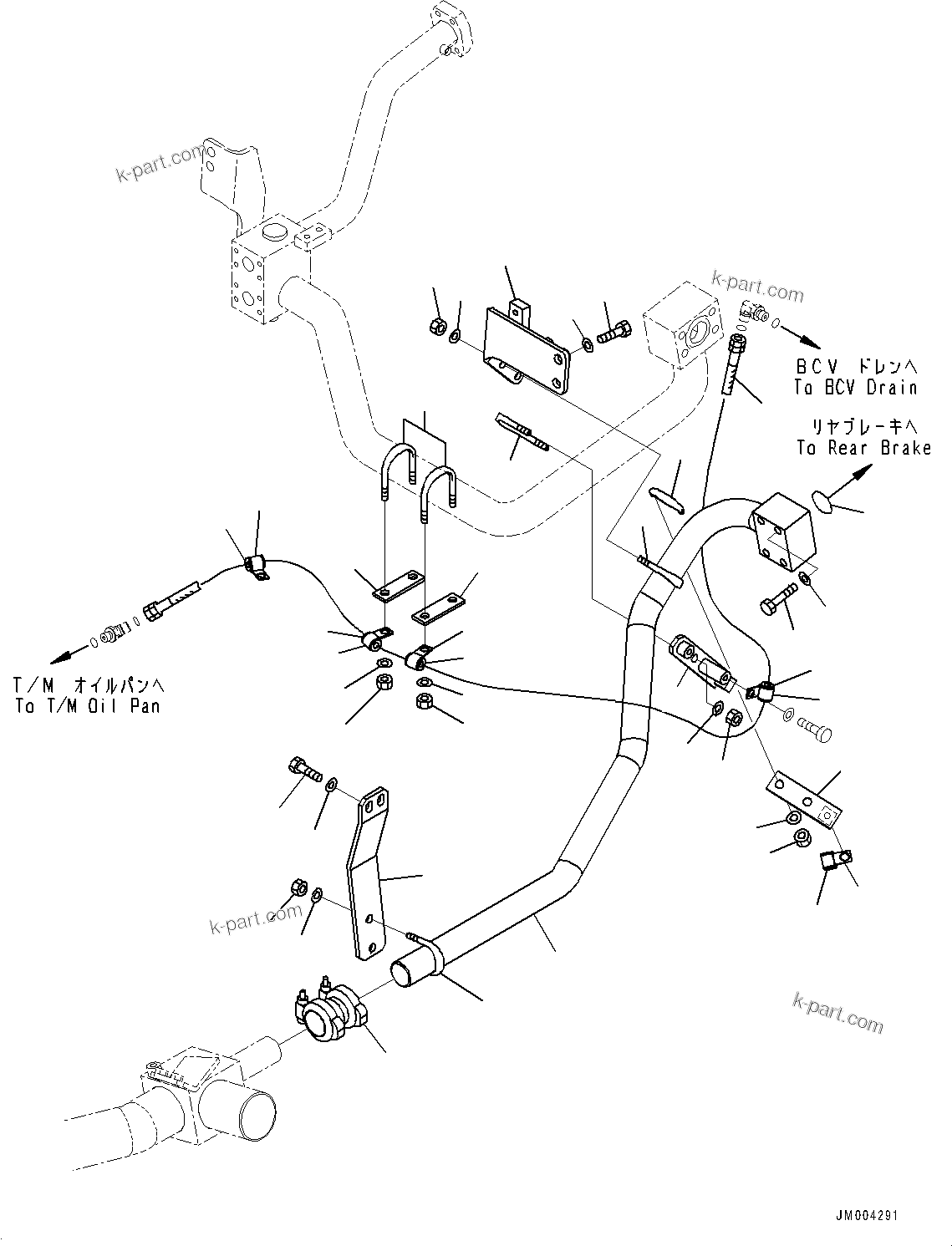 Komatsu parts book diagram for HD785-NI-7 S/N N10561-UP: BRAKE OIL COOLING HYDRAULIC PIPING (OIL QUICK CHARGE, ENGINE PRE-LUBRICATION SYSTEM) (BRAKE CONTROL VALVE TO FILTER)
