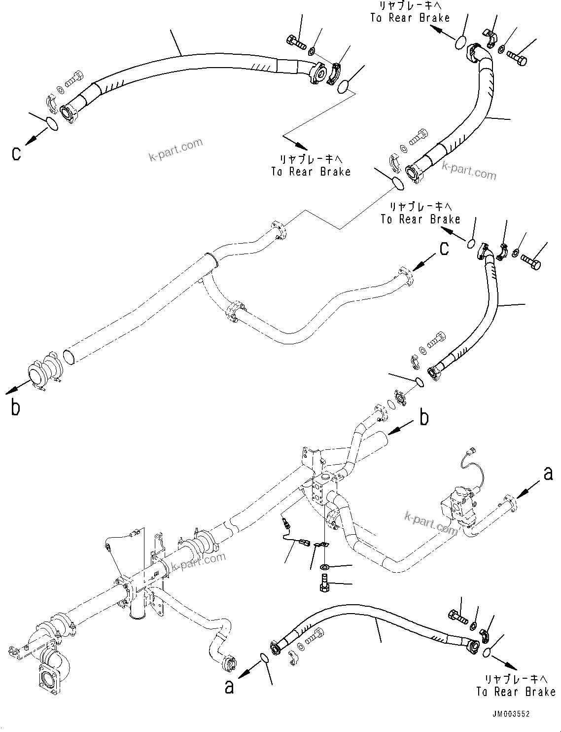 Komatsu parts book diagram for HD785-NI-7 S/N N10561-UP: BRAKE OIL COOLING HYDRAULIC PIPING (OIL QUICK CHARGE, ENGINE PRE-LUBRICATION SYSTEM) (SENSOR)