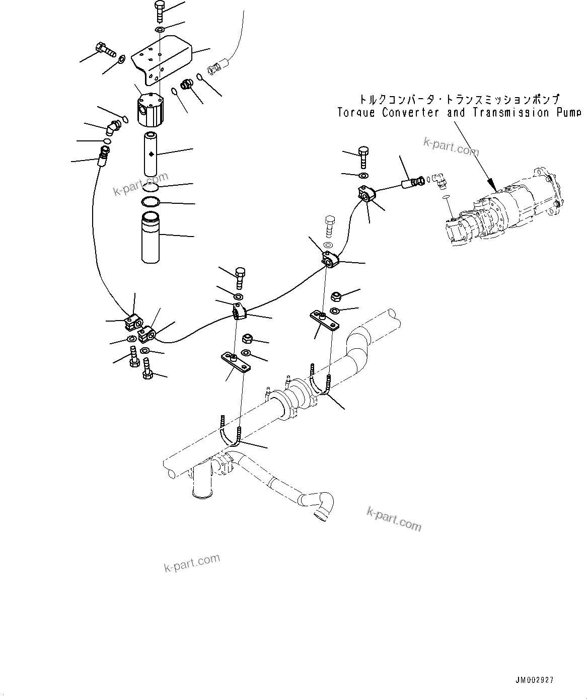 Komatsu parts book diagram for HD785-NI-7 S/N N10561-UP: BRAKE PIPING (AUTO SPIN REGULATOR (ASR), AUTO-GREASING SYSTEM) (FILTER PIPING)