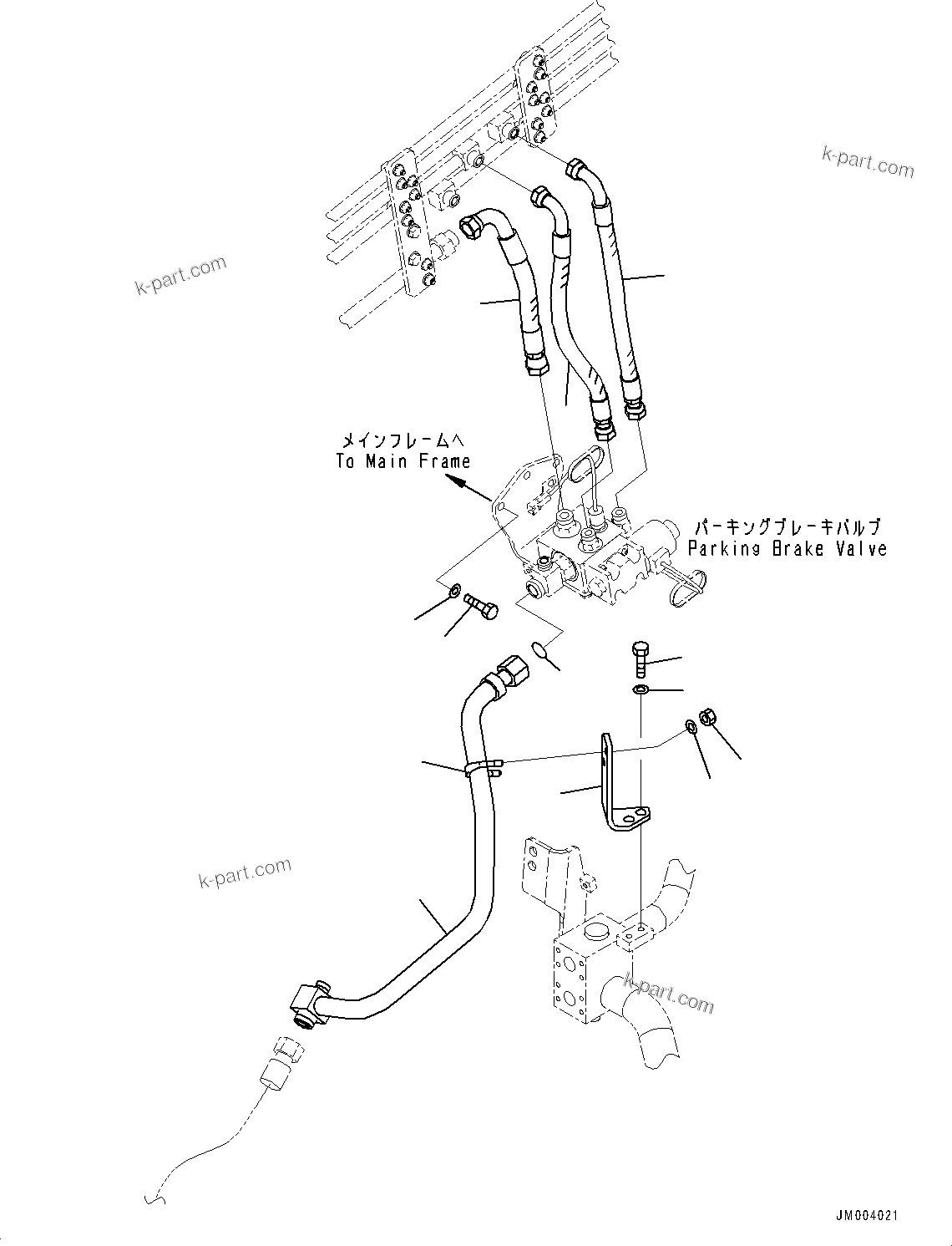 Komatsu parts book diagram for HD785-NI-7 S/N N10561-UP: BRAKE PIPING (AUTO SPIN REGULATOR (ASR), AUTO-GREASING SYSTEM) (PARKING HOSE)