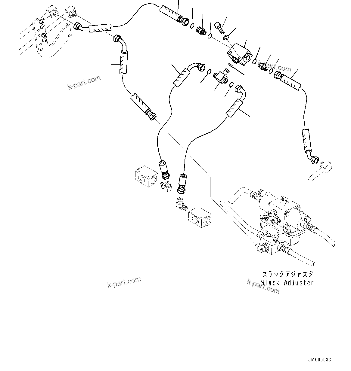 Komatsu parts book diagram for HD785-NI-7 S/N N10561-UP: BRAKE PIPING (AUTO SPIN REGULATOR (ASR), OIL FILLER CAP LOCK AND COVER LOCK) (REAR BRAKE PIPING) (2/2) (#N10634 -)