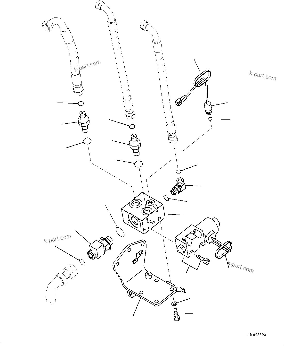 Komatsu parts book diagram for HD785-NI-7 S/N N10561-UP: BRAKE PIPING (AUTO-GREASING SYSTEM) (PARKING BRAKE VALVE)