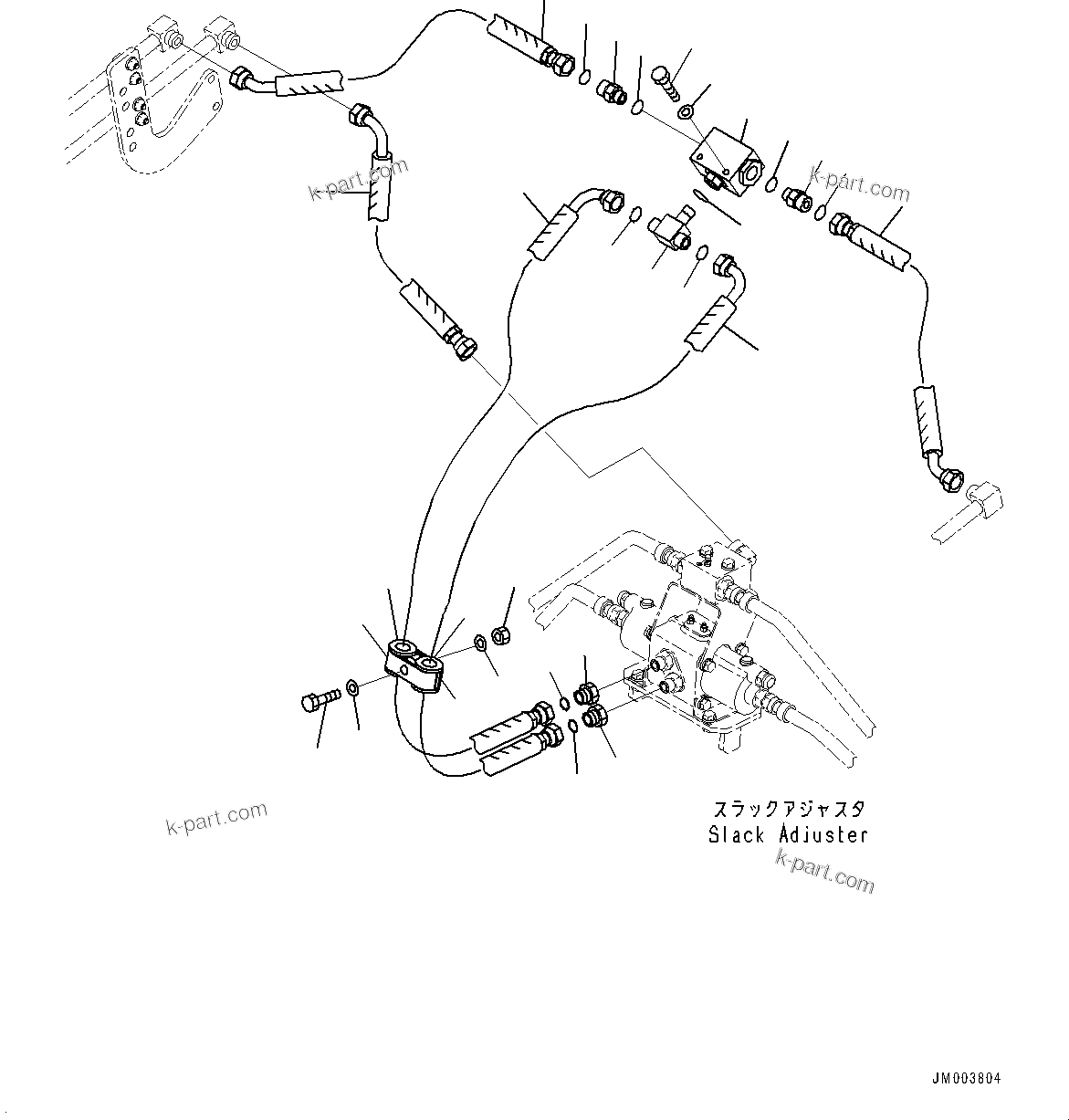Komatsu parts book diagram for HD785-NI-7 S/N N10561-UP: BRAKE PIPING (ANTI-SKID BRAKE SYSTEM (ABS), OIL QUICK CHARGE, WITHOUT AUTO SPIN REGULATOR (ASR)) (PROPORTIONAL VALVE PIPING) (#N
