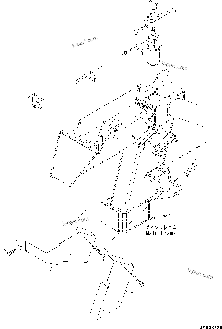 Komatsu parts book diagram for HD785-NI-7 S/N N10561-UP: FRONT SUPPORT (WITH AMBER COLOR WARNING BEACON) (VALVE COVER)