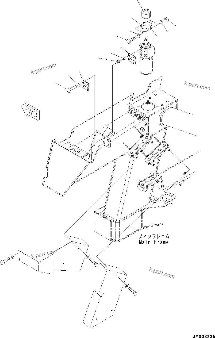Komatsu parts book diagram for HD785-NI-7 S/N N10561-UP: FRONT SUPPORT (LED HEADLAMP) (STEERING VALVE RELATED PARTS)