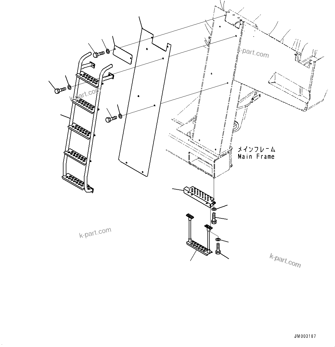 Komatsu parts book diagram for HD785-NI-7 S/N N10561-UP: FRONT SUPPORT (LED HEADLAMP) (BRACKET) (1/2)