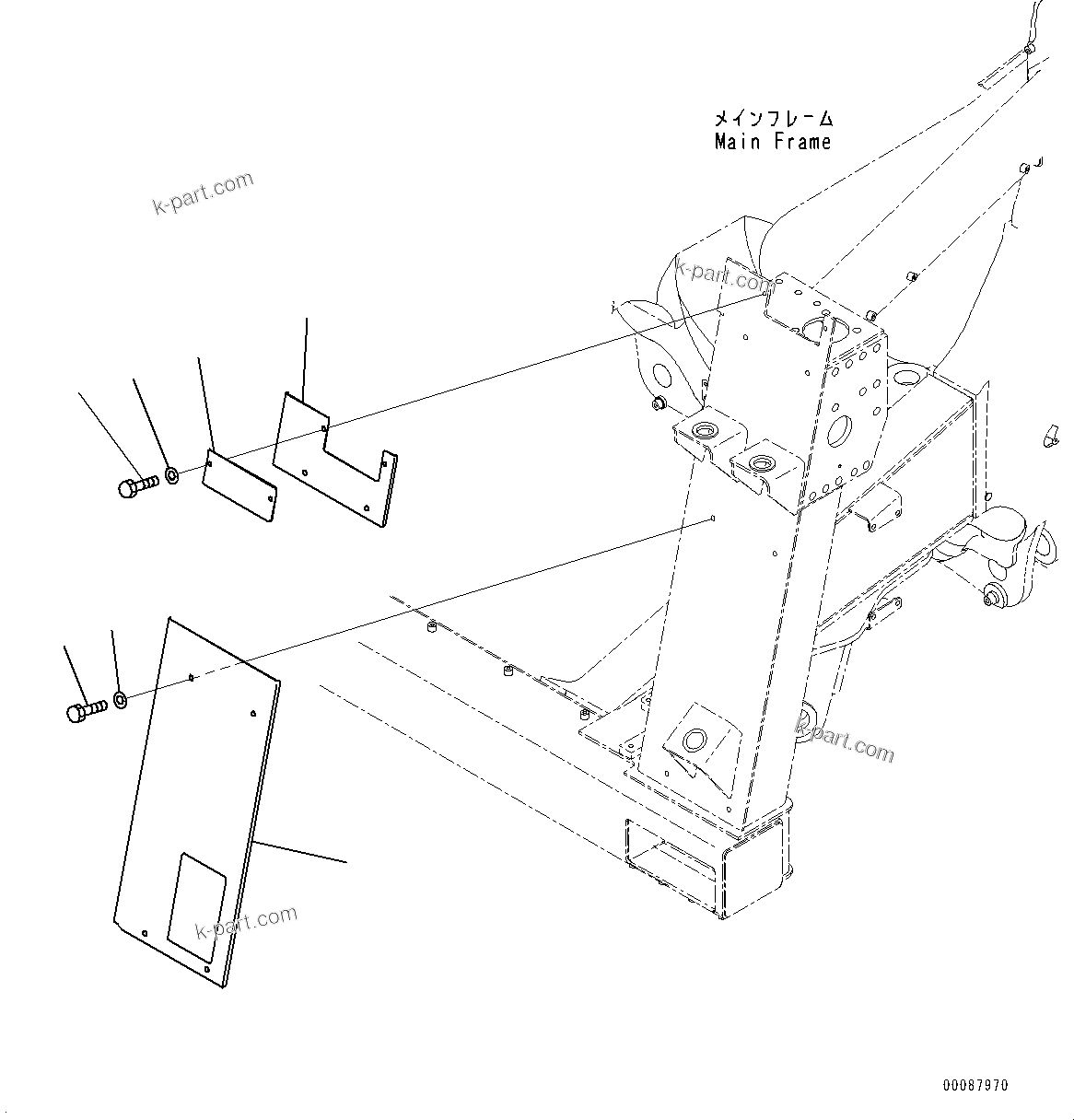 Komatsu parts book diagram for HD785-NI-7 S/N N10561-UP: FRONT SUPPORT (LED HEADLAMP, LADDER, INCLINED TYPE) (BRACKET) (1/2)