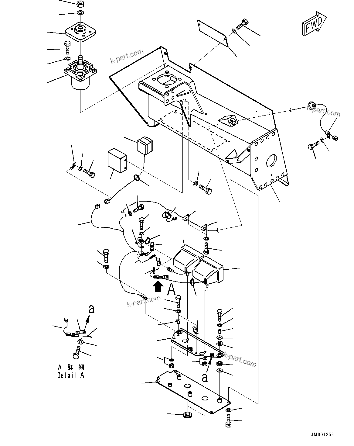Komatsu parts book diagram for HD785-NI-7 S/N N10561-UP: FRONT SUPPORT (WITH AMBER COLOR WARNING BEACON, HID HEADLAMP (LO/HI)) (L.H.)
