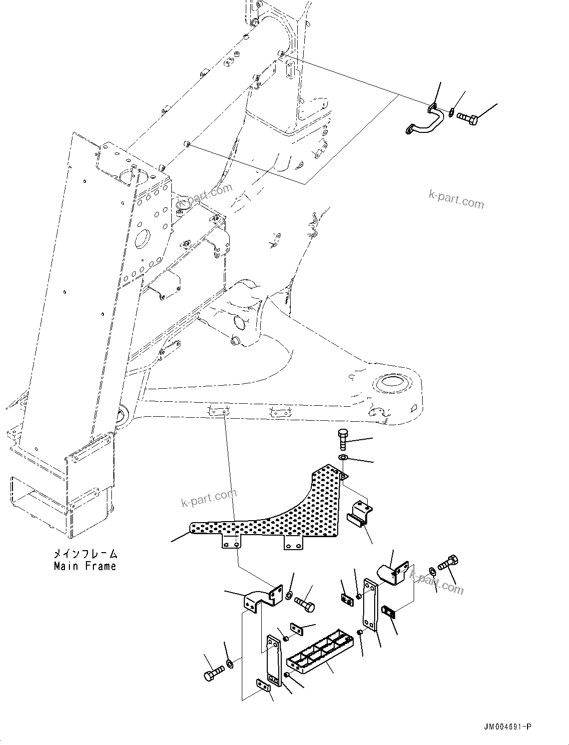 Komatsu parts book diagram for HD785-NI-7 S/N N10561-UP: FRONT SUPPORT (WITH AMBER COLOR WARNING BEACON, HID HEADLAMP (LO/HI)) (STEP) (1/2)