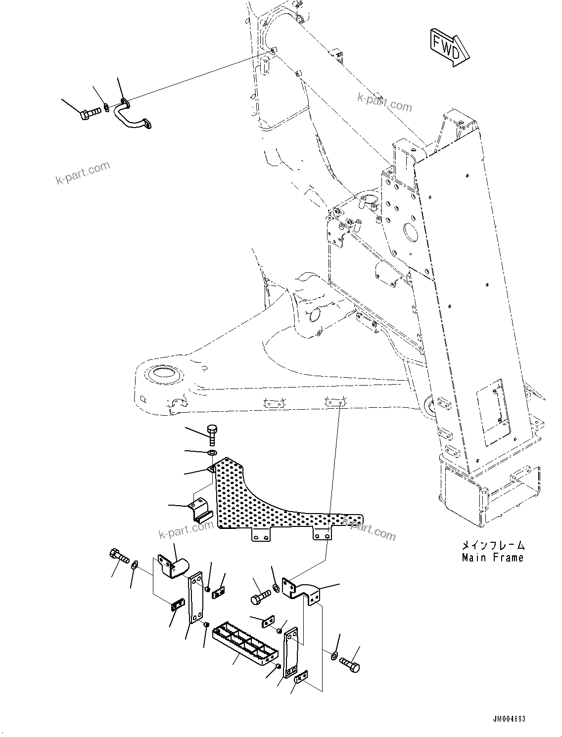 Komatsu parts book diagram for HD785-NI-7 S/N N10561-UP: FRONT SUPPORT (WITH AMBER COLOR WARNING BEACON, HID HEADLAMP (LO/HI)) (STEP) (2/2)