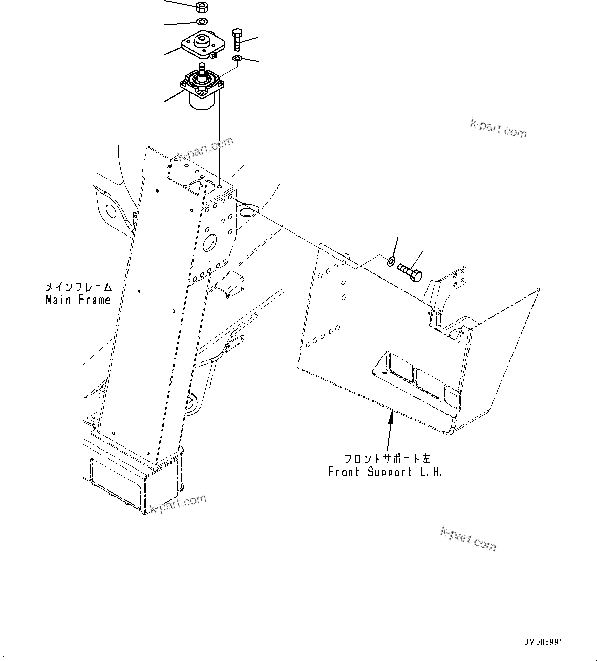 Komatsu parts book diagram for HD785-NI-7 S/N N10561-UP: FRONT SUPPORT (LED HEADLAMP) (CAB MOUNTING)