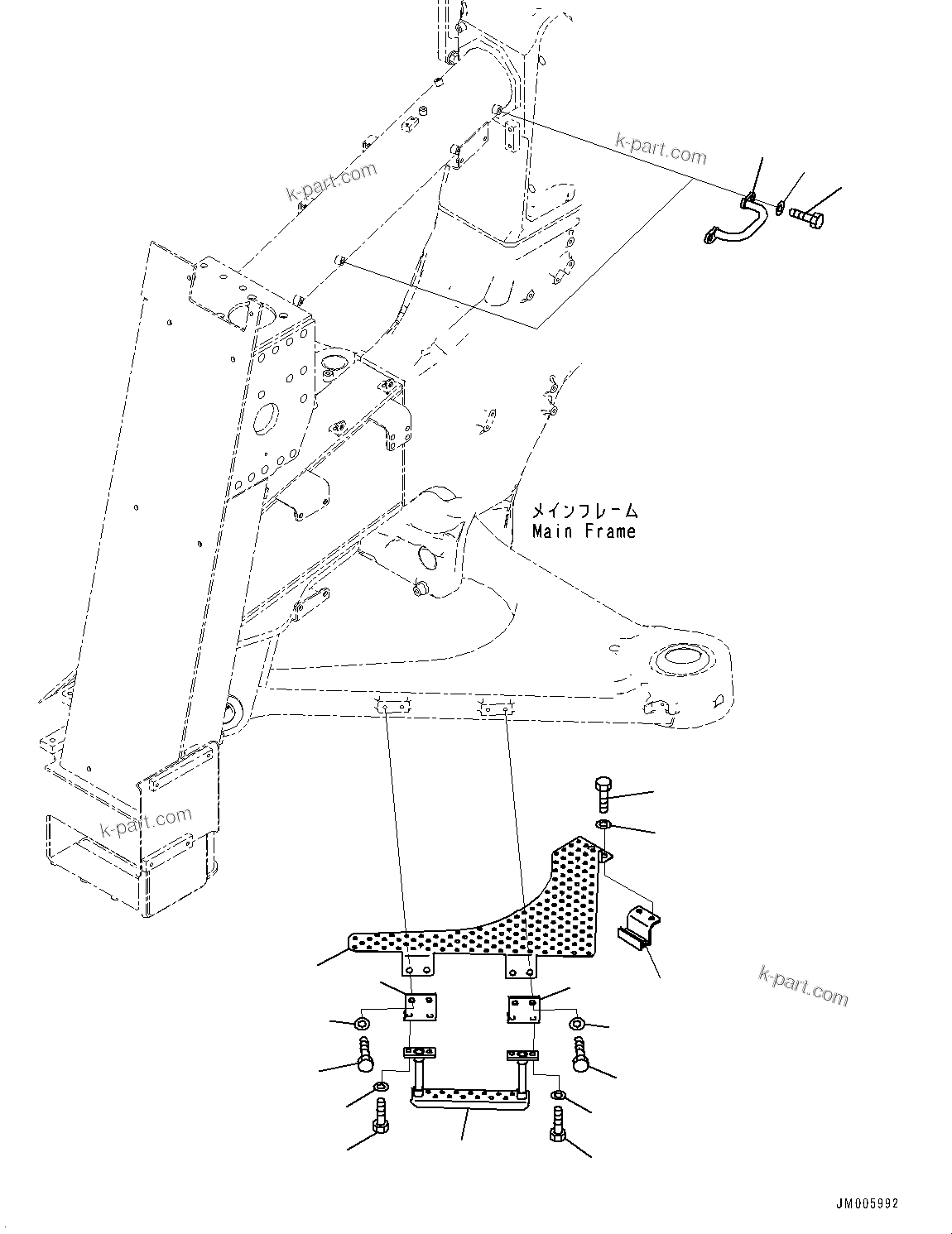 Komatsu parts book diagram for HD785-NI-7 S/N N10561-UP: FRONT SUPPORT (LED HEADLAMP) (STEP) (1/2)