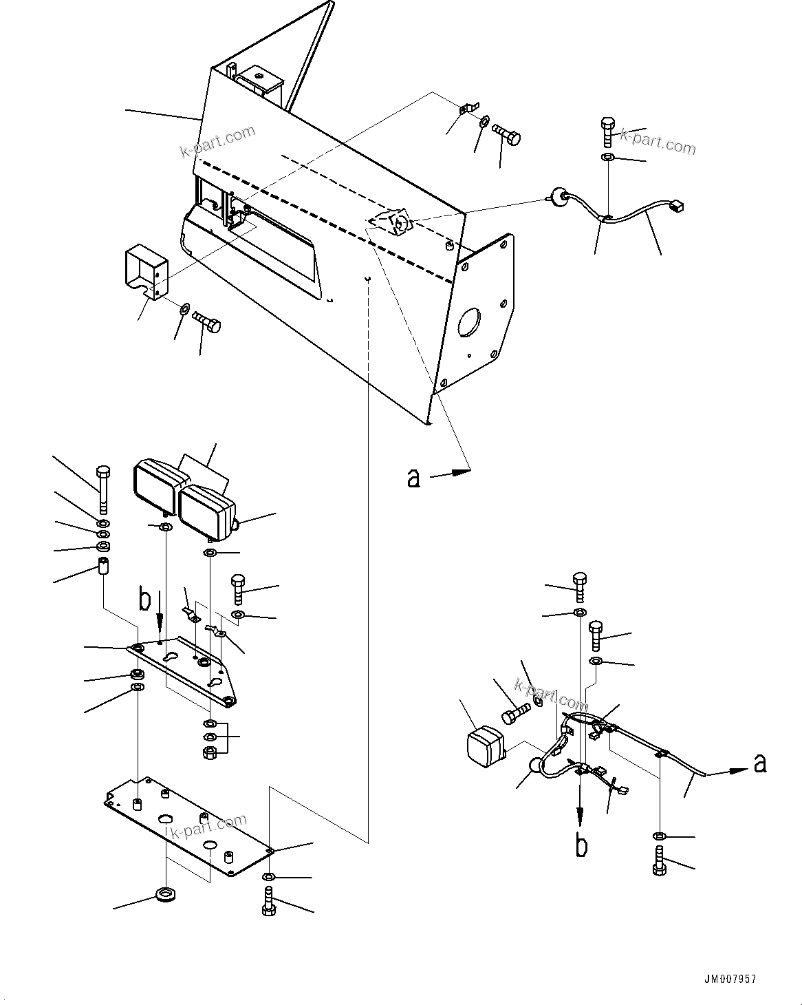 Komatsu parts book diagram for HD785-NI-7 S/N N10561-UP: FRONT SUPPORT (WITH AMBER COLOR WARNING BEACON) (R.H.)